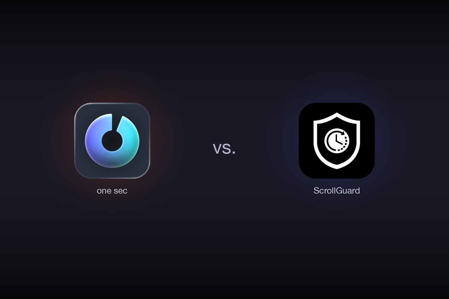 one sec app icon versus ScrollGuard app icon side by side, comparison hero image